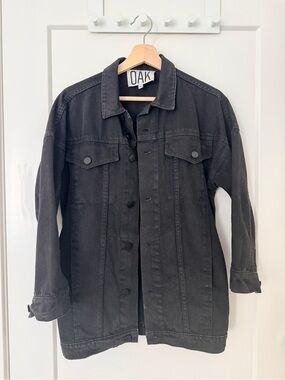OAK Black Oversized Denim Jacket - Women's XS